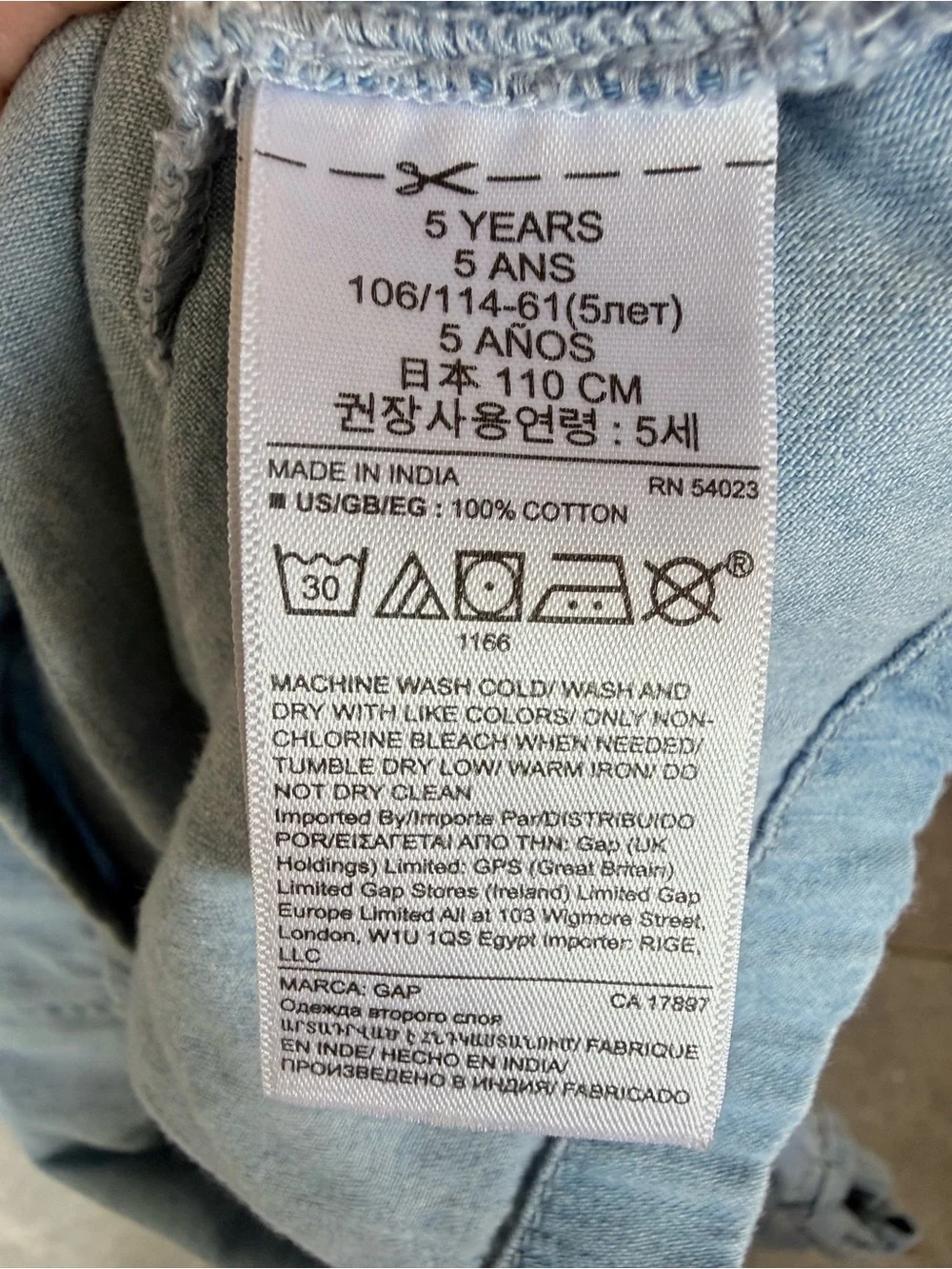 GAP Light Blue Denim Dress for Girls